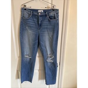 Women's Vervet Too Late High Rise Cropped Distressed Straight Jean Sz 32